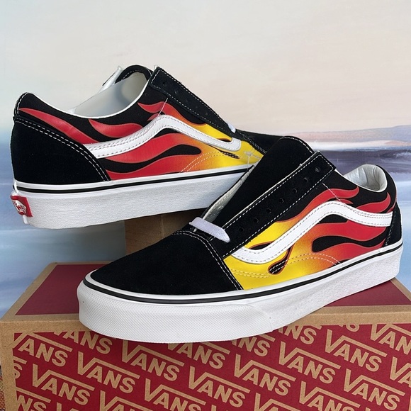 Vans Men’s Old Skool
(Flame) Black/Black/True White 
VN0A38G1PHN Sneakers - Picture 3 of 16